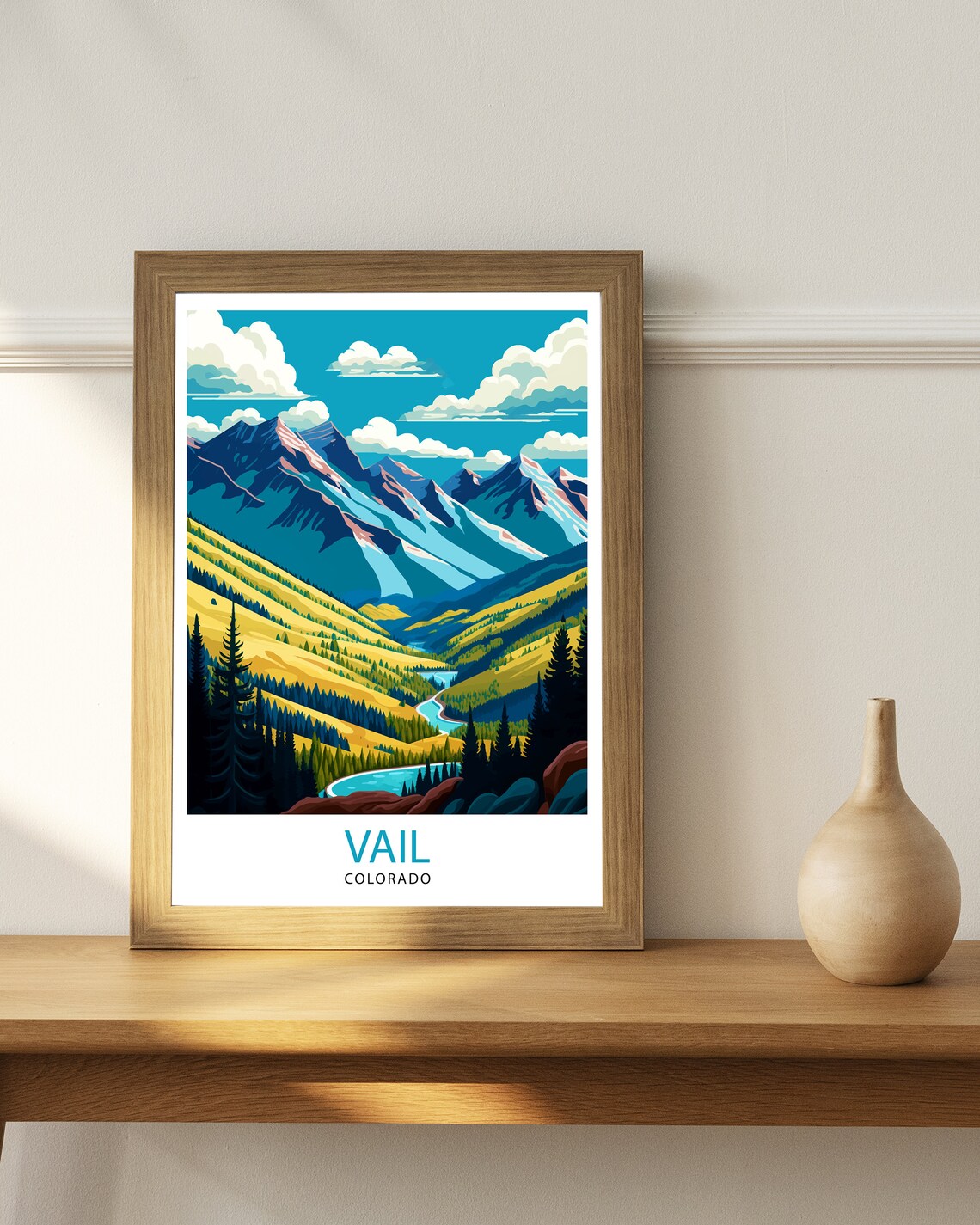 Vail Colorado Travel Poster, Mountain Landscape Art Print - Image 2