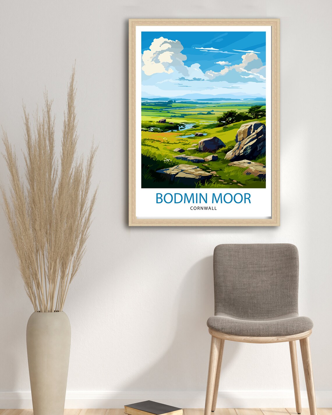 Bodmin Moor Cornwall Rugged Green Moorland Rocks Landscape Poster - Image 3