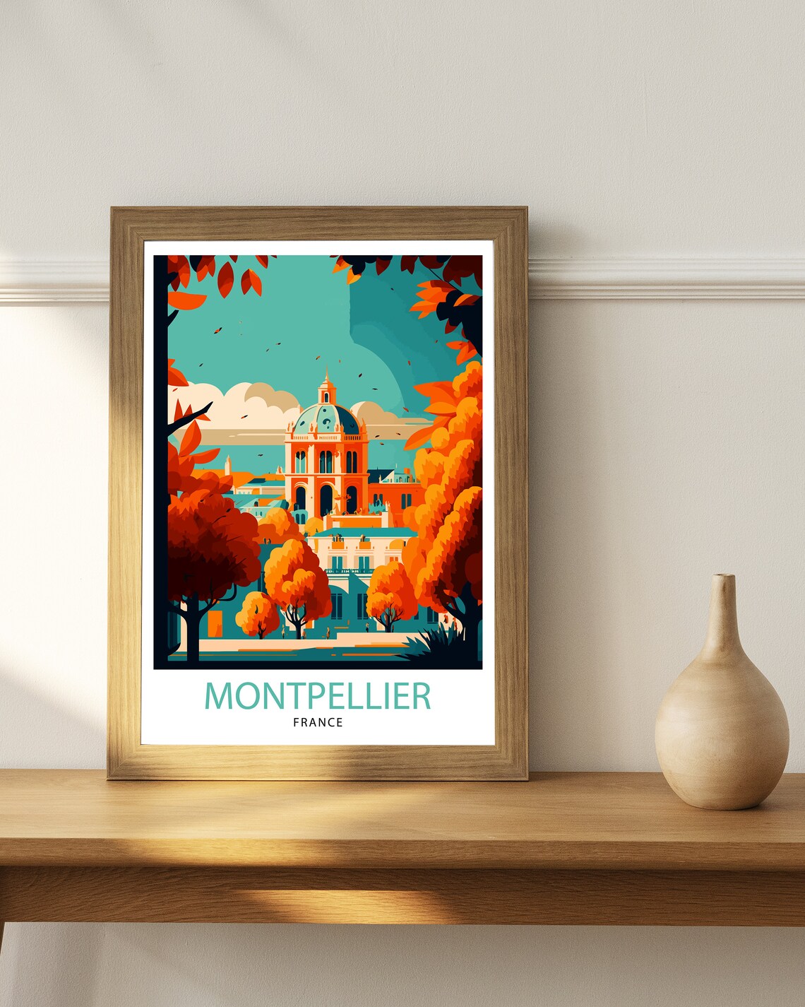 Montpellier France Travel Poster, European Wall Art - Image 3