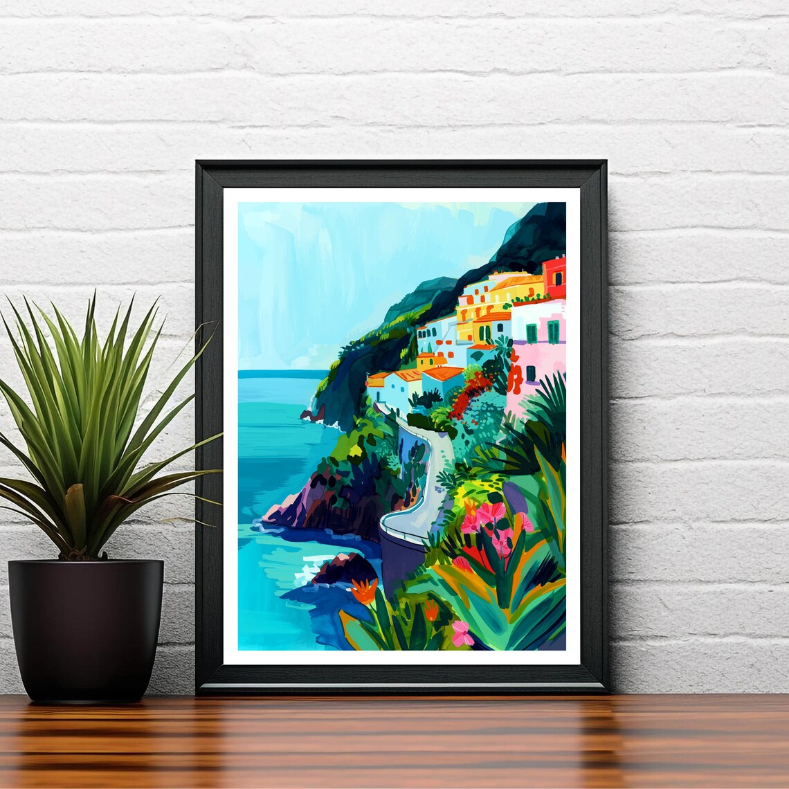 Amalfi Coast Italy Colorful Cliffside Village Coastal Travel Poster - Image 2