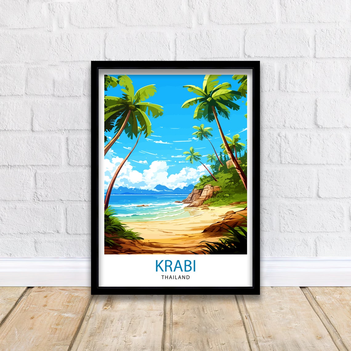 Krabi Thailand Palm Fringed Beach Andaman Coast Scene Poster - Image 2