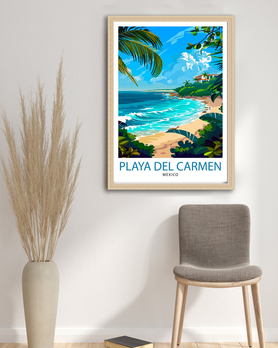 Playa del Carmen Mexico Tropical Beach Waves Vintage Travel Poster - Image 2