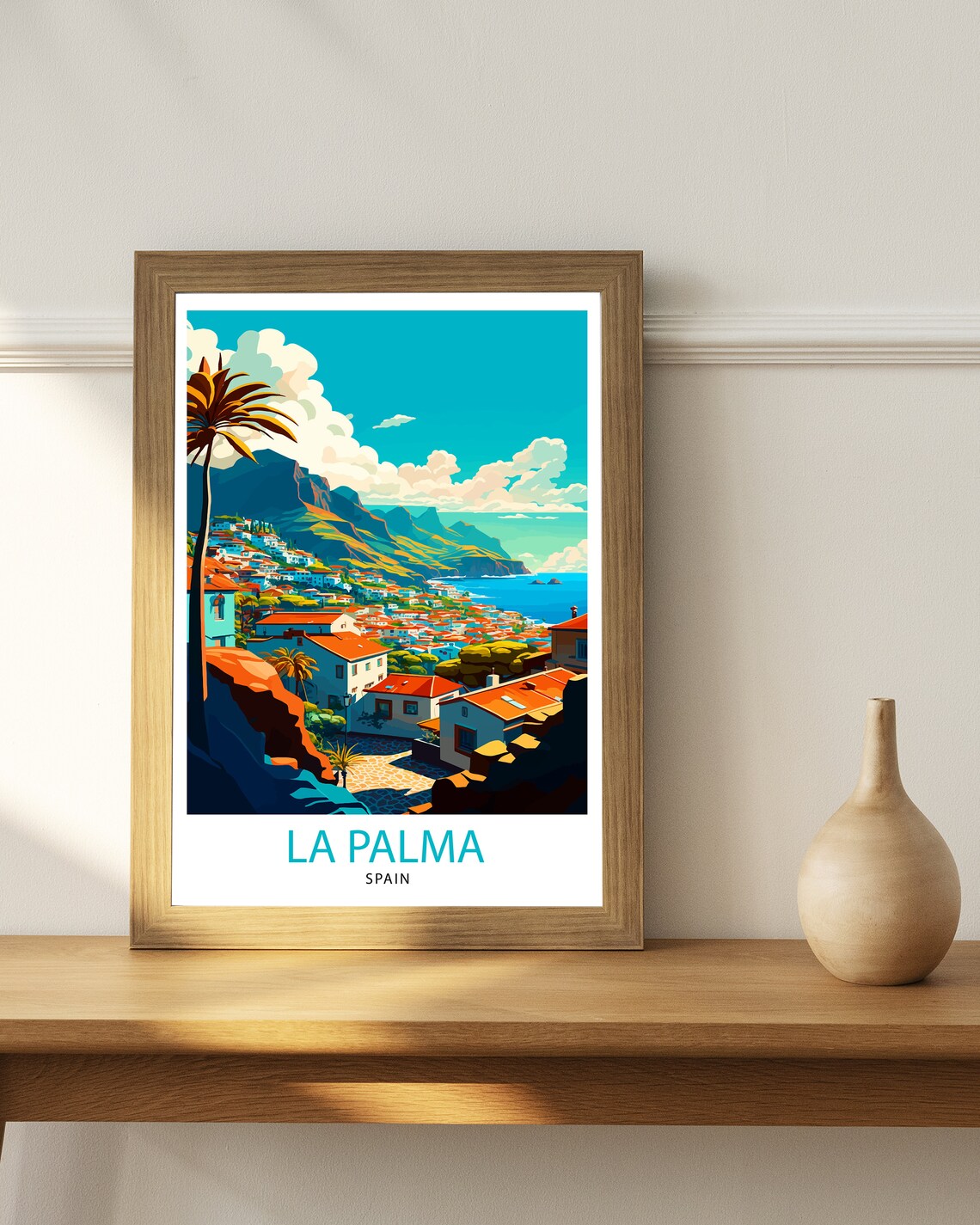 La Palma Spain Canary Island Coastal Town Palm Travel Poster - Image 2