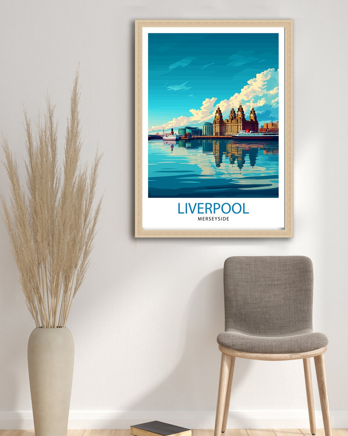 Liverpool Merseyside Waterfront River Mersey Skyline Travel Poster - Image 2