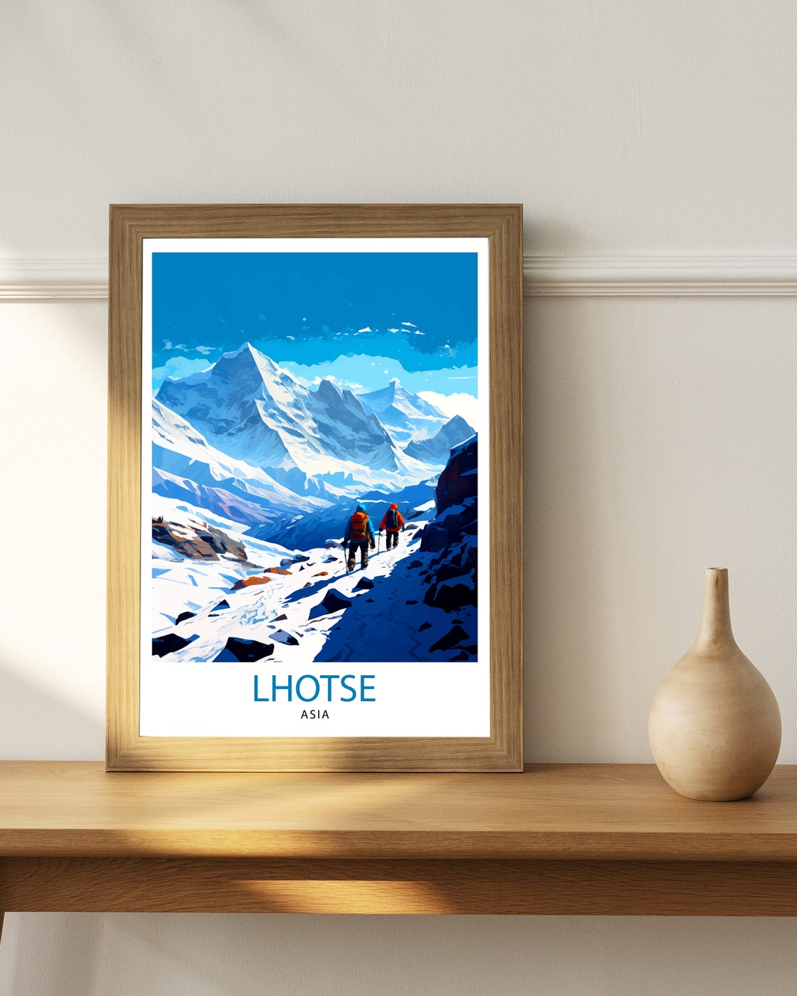 Lhotse Asia Himalayan Peak Climbers Snow Mountain Adventure Poster - Image 3