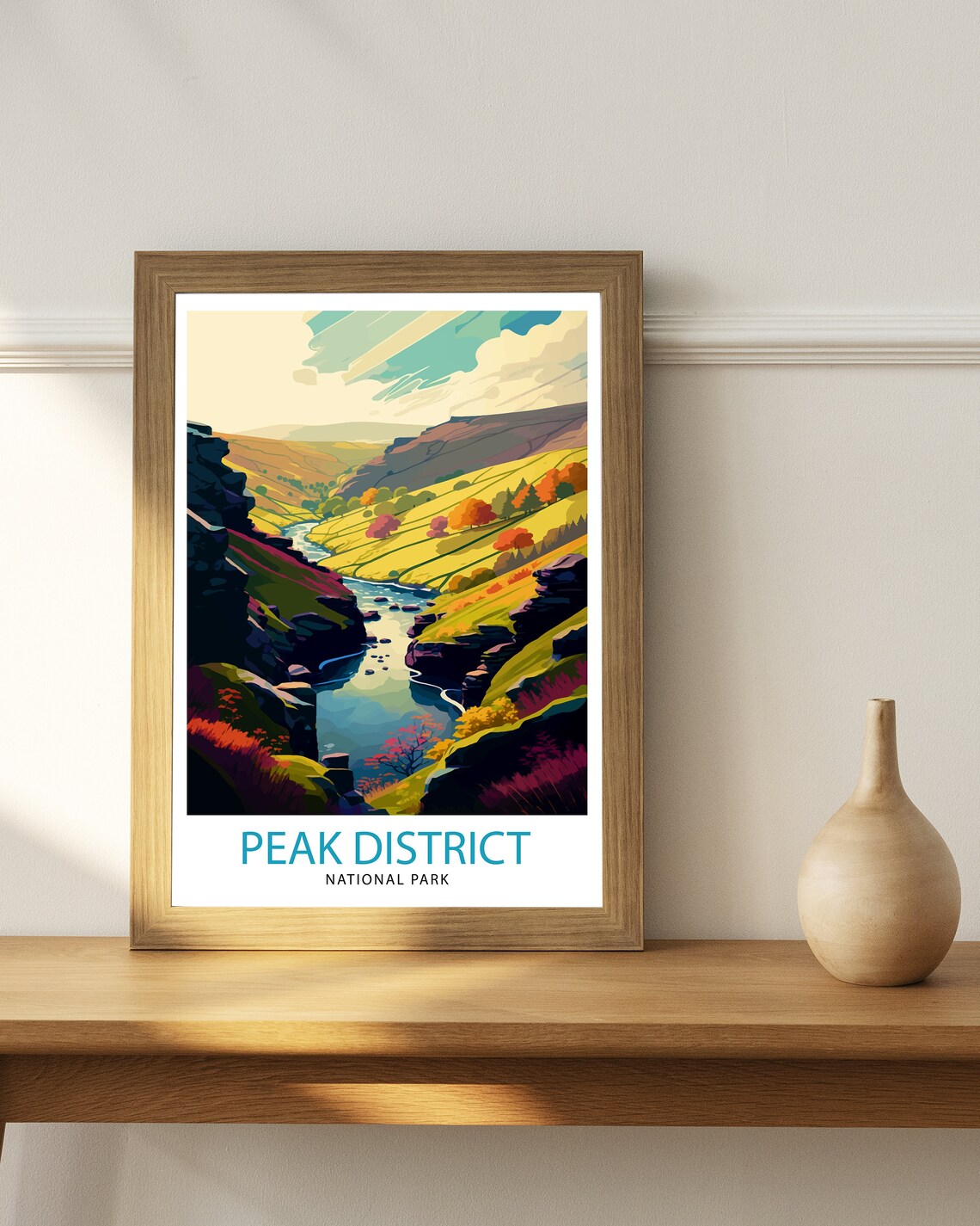 Peak District National Park Colorful Valley River Art Poster - Image 2