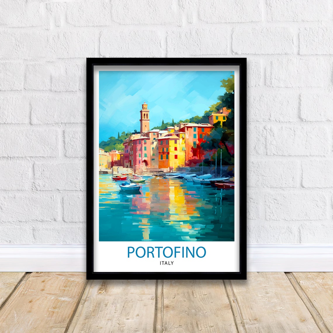 Portofino Italy Travel Print Portofino Wall Decor Portofino Poster Italy Travel Prints Portofino Art Print Portofino Illustration Portofino - Image 2