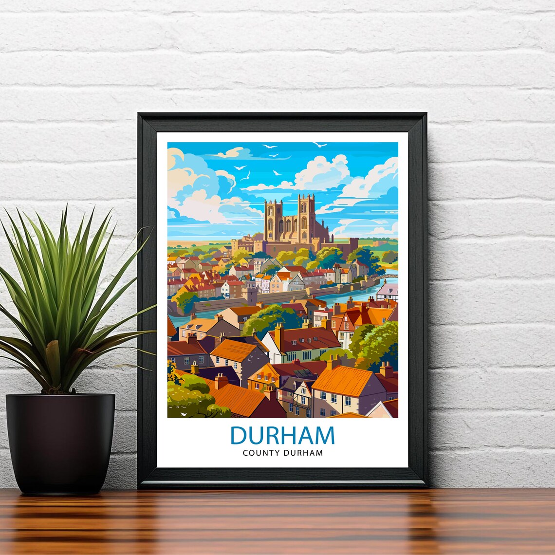 Durham County Durham Cathedral Historic Old Town Travel Poster - Image 2