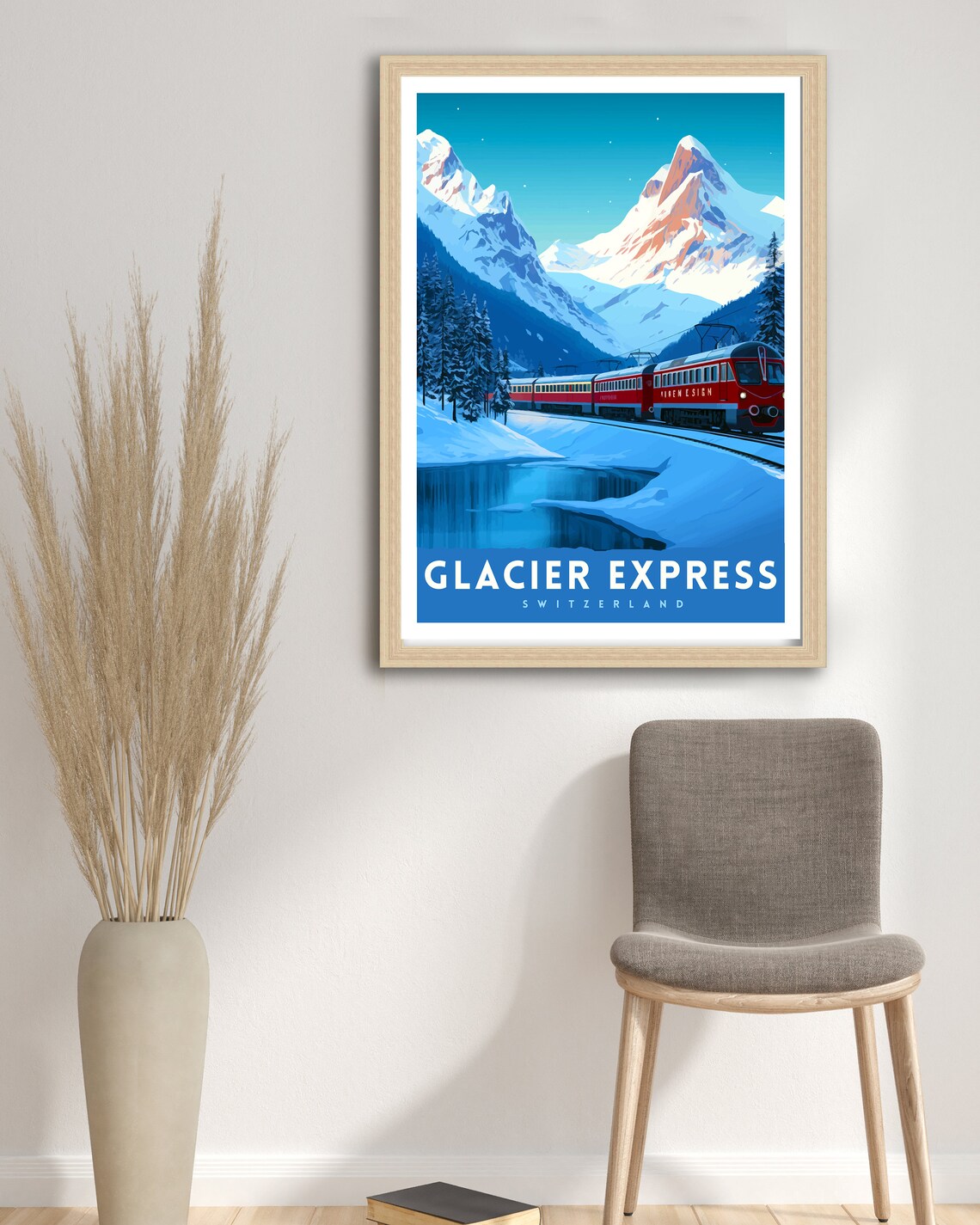 Glacier Express Switzerland Red Train Alpine Snow Travel Poster - Image 3