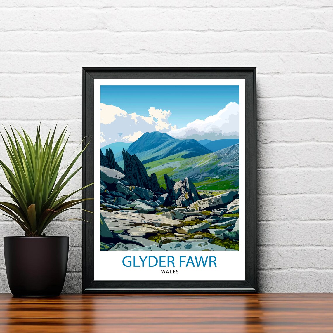 Glyder Fawr Wales Travel Poster, Mountain Landscape - Image 2