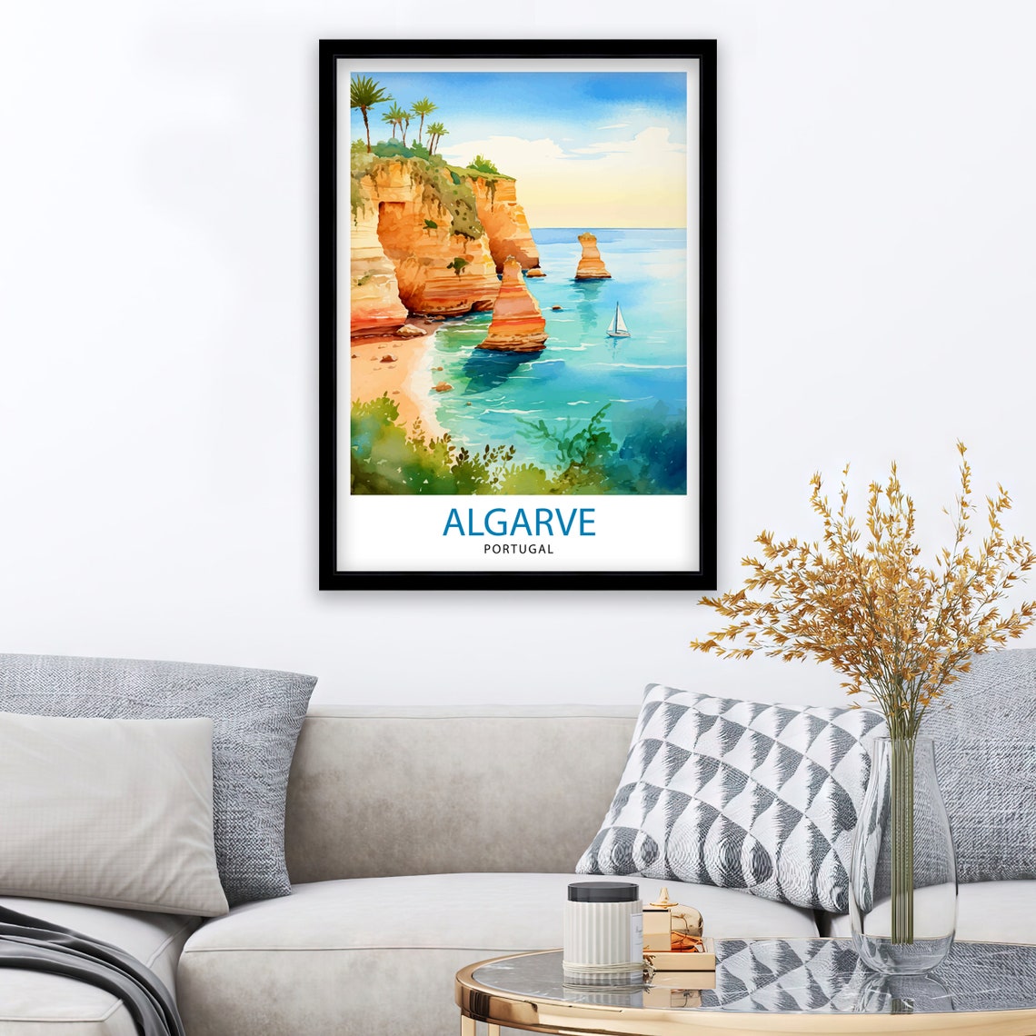 Algarve Portugal Travel Print Algarve Wall Decor Algarve Poster Portugal Travel Prints Algarve Art Print Algarve Illustration Algarve Wall - Image 2