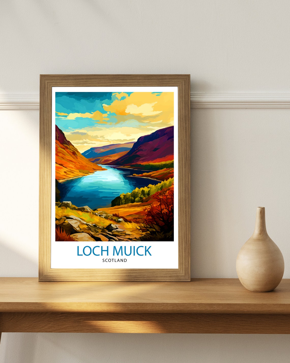 Loch Muick Scotland Autumn Golden Highland View Loch Mountain Poster - Image 2