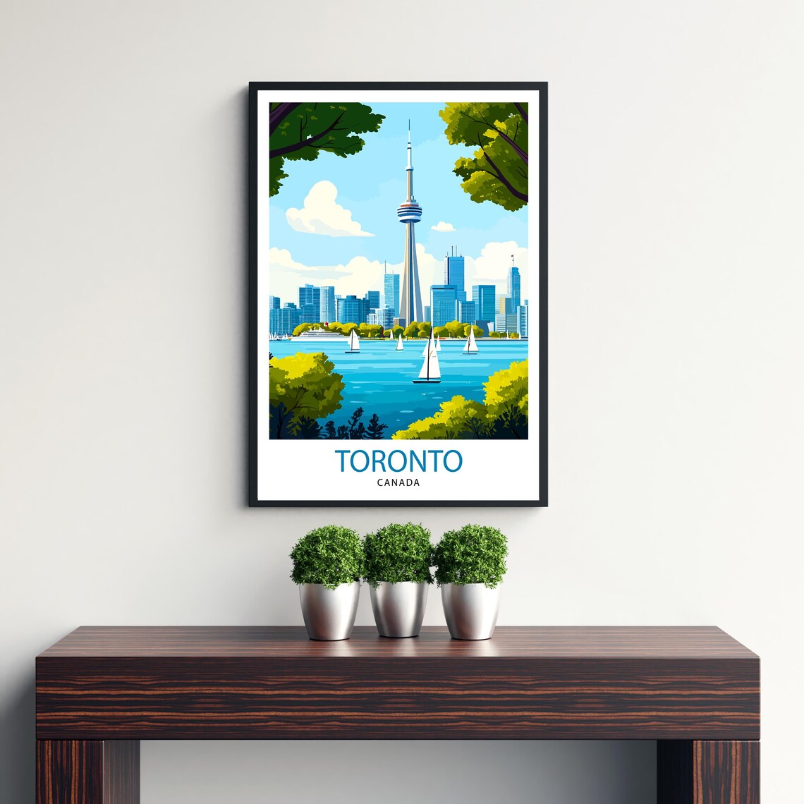 Toronto Canada CN Tower Harbour View Skyline Sailboats Wall Art - Image 3