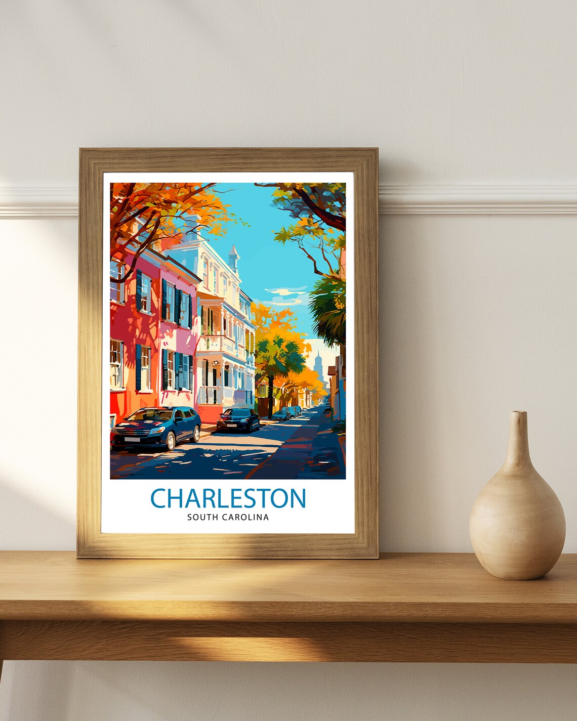 Charleston South Carolina Colorful Historic Street Travel Poster - Image 2