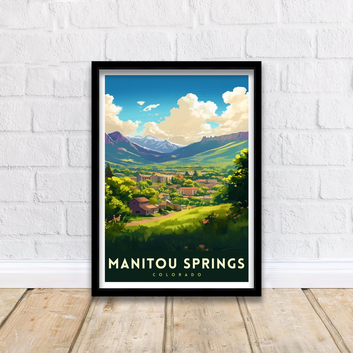 Manitou Springs Colorado Foothill Town Green Valley Scene Poster