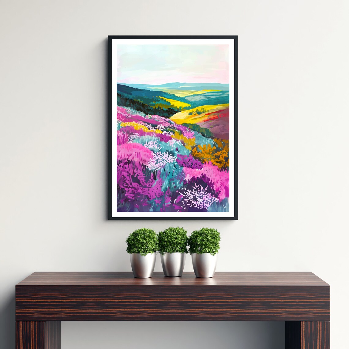 Quantock Hills Somerset Purple Heather Moorland Scene Poster - Image 3
