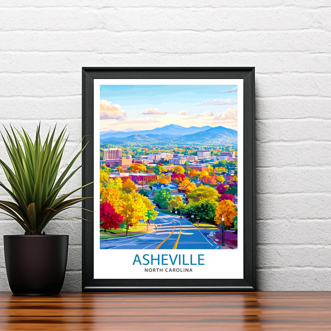 Asheville North Carolina Fall Foliage Downtown Blue Ridge Poster - Image 2