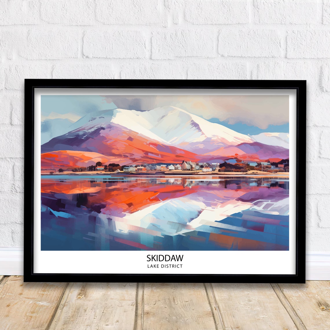 Skiddaw Lake District Snowy Peak Lake Mirror Reflection Poster