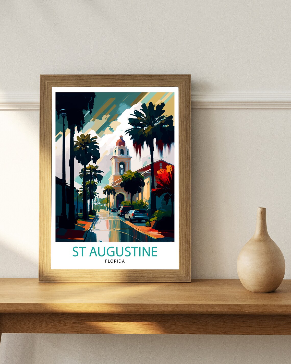 St Augustine Florida Historic Palm Street Spanish Mission Travel Poster - Image 2