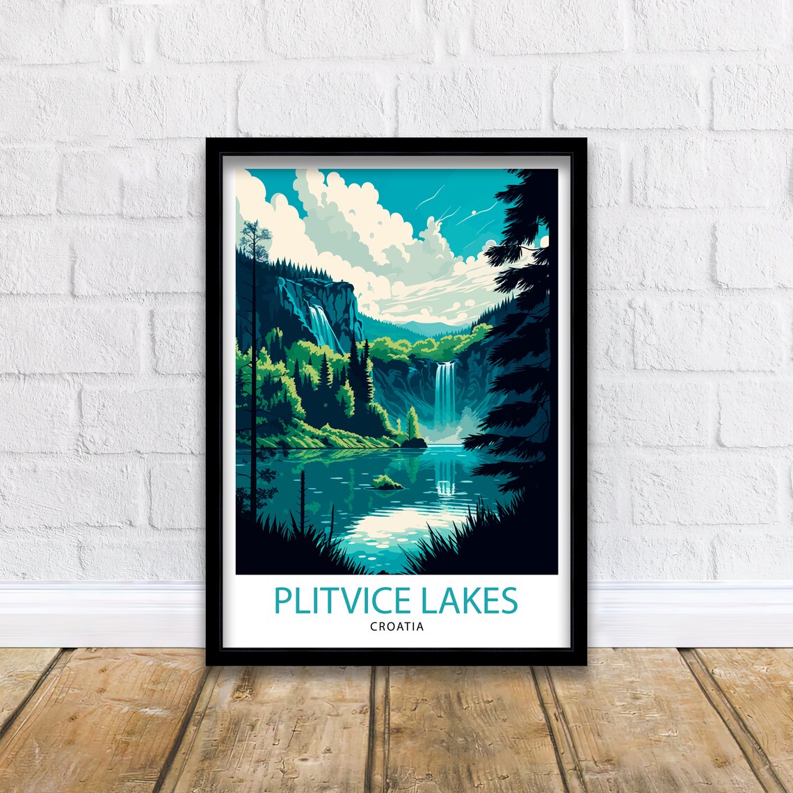 Plitvice Lakes National Park Illustration Travel Poster
