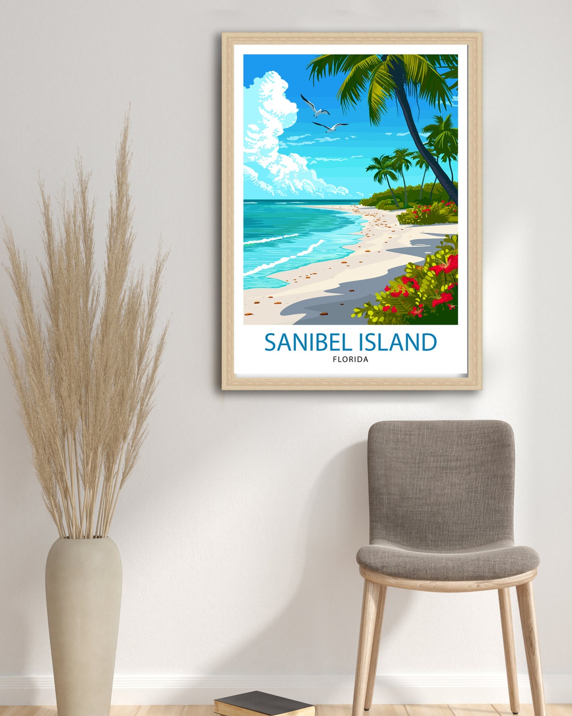 Sanibel Island Florida Palm Beach Shoreline Gulf Coast Travel Poster - Image 2