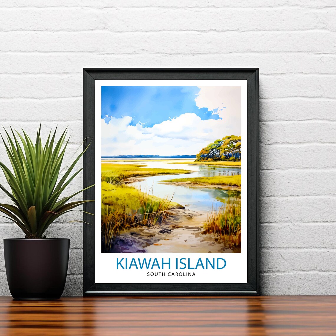 Kiawah Island South Carolina Marsh Creek Watercolor Travel Poster - Image 2