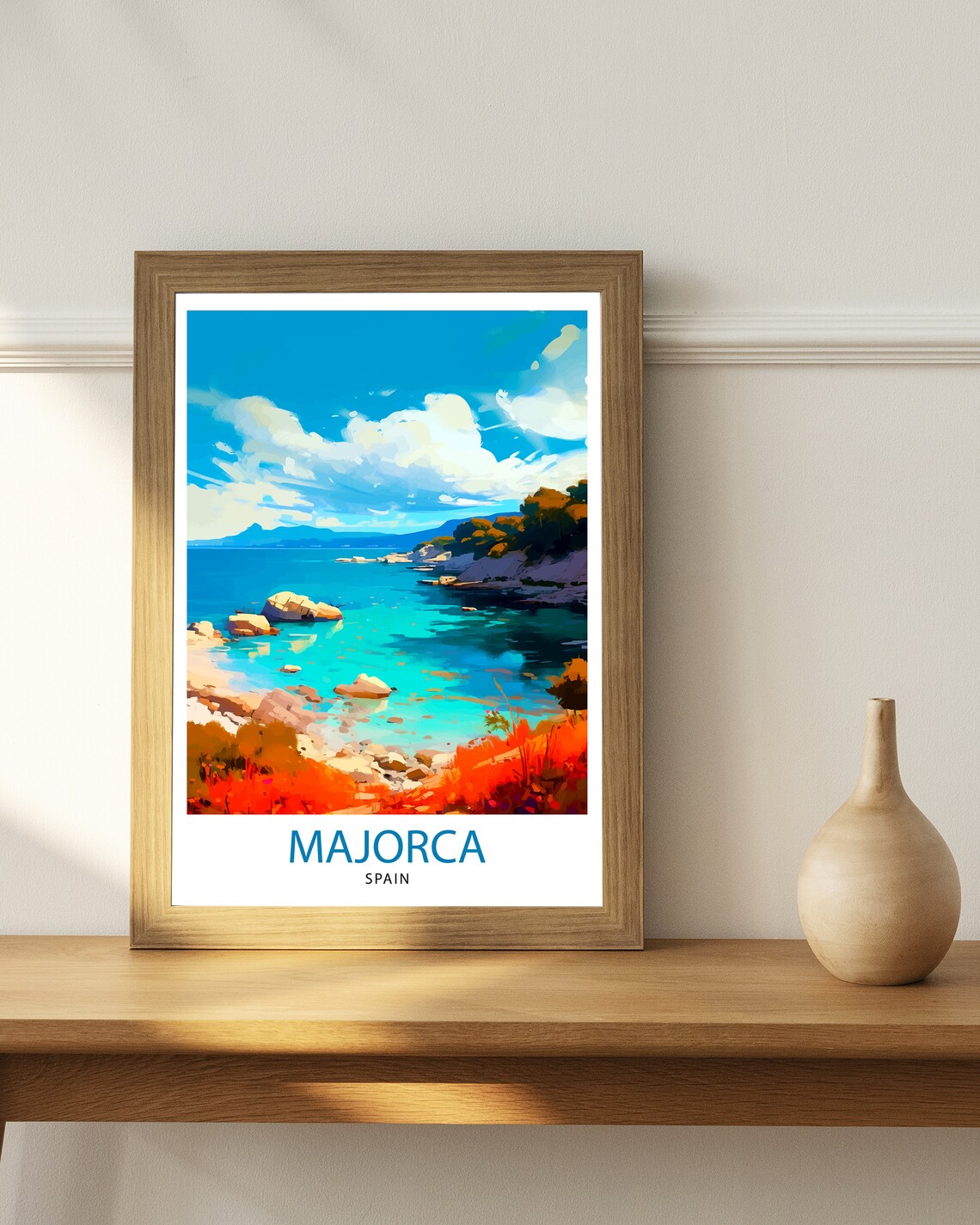 Majorca Spain Turquoise Coastline Cove Beach Art Travel Poster - Image 3