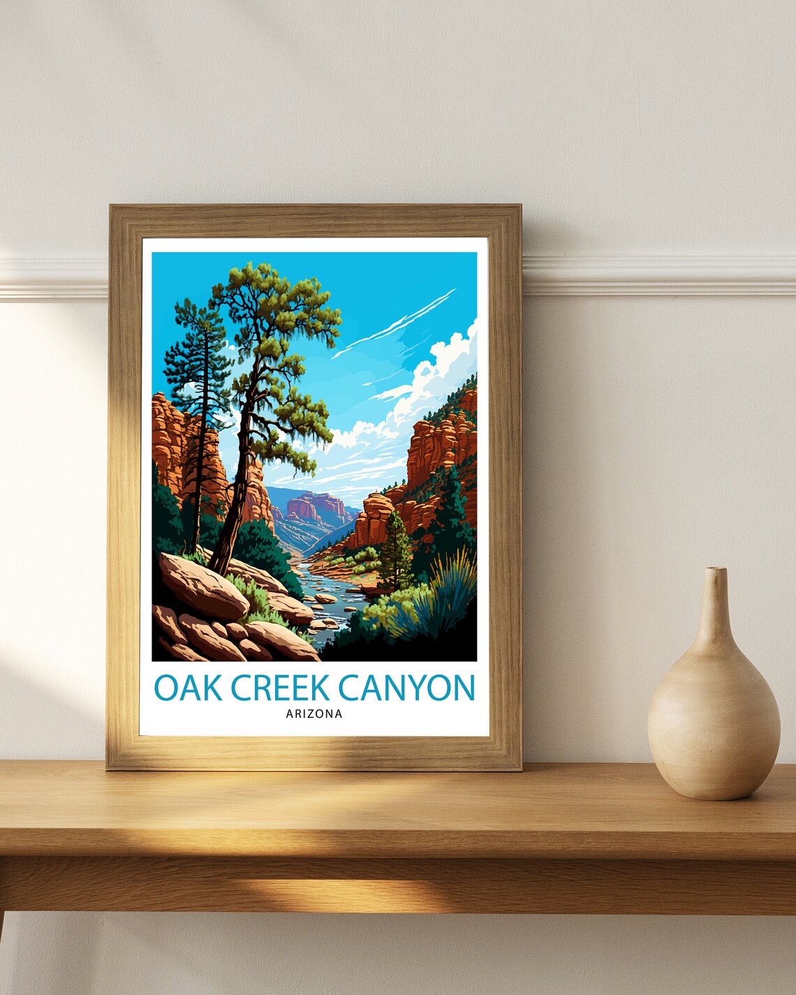 Oak Creek Canyon Arizona Red Canyon River Pines Vintage Travel Poster - Image 3