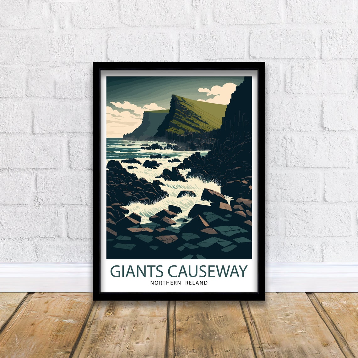 Giants Causeway Northern Ireland Basalt Cliffs Sea Travel Poster - Image 2
