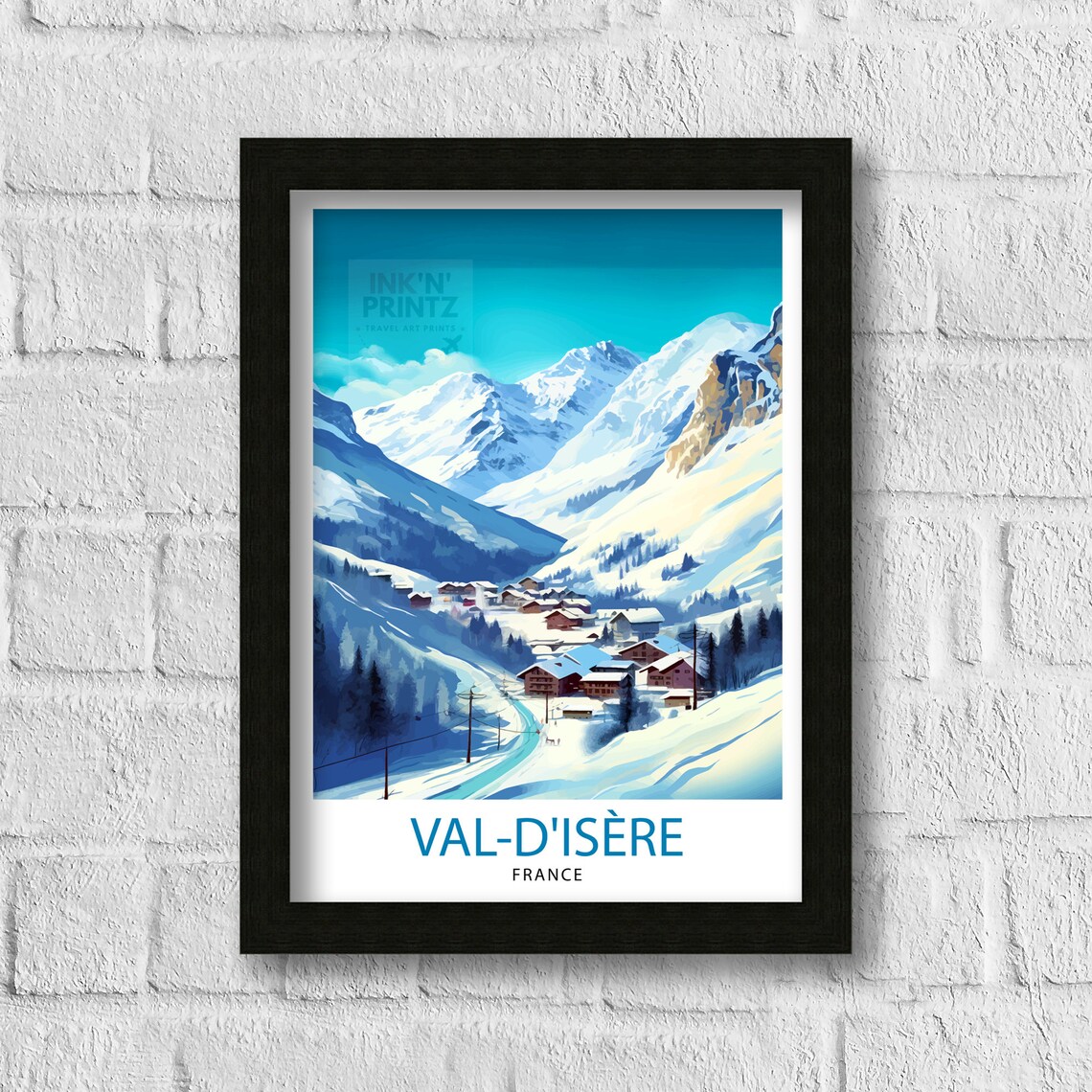 Val d'Isère France Alpine Ski Village Winter Wonderland Travel Poster - Image 3