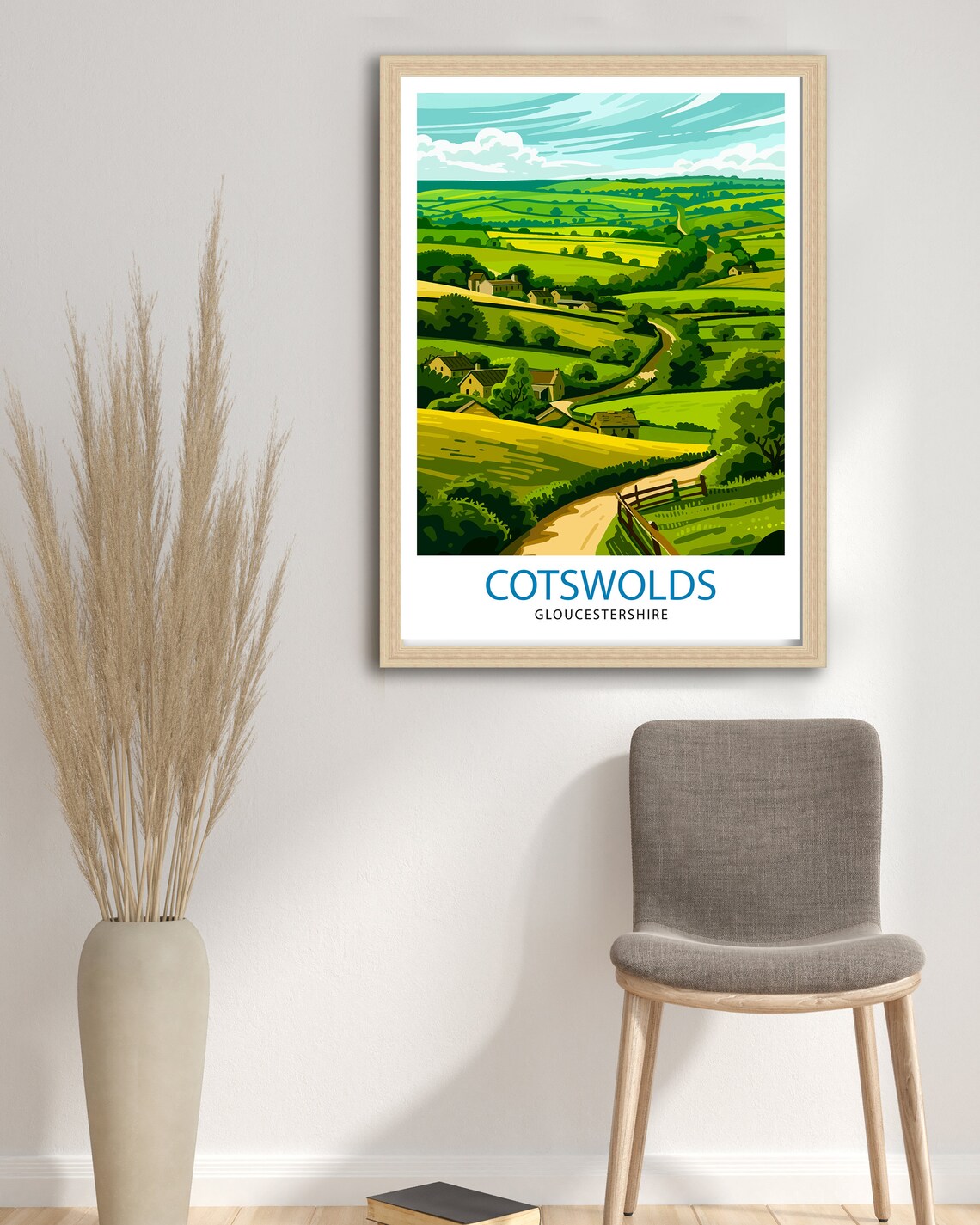 Cotswolds Gloucestershire Rolling Green Hills Village Poster - Image 2