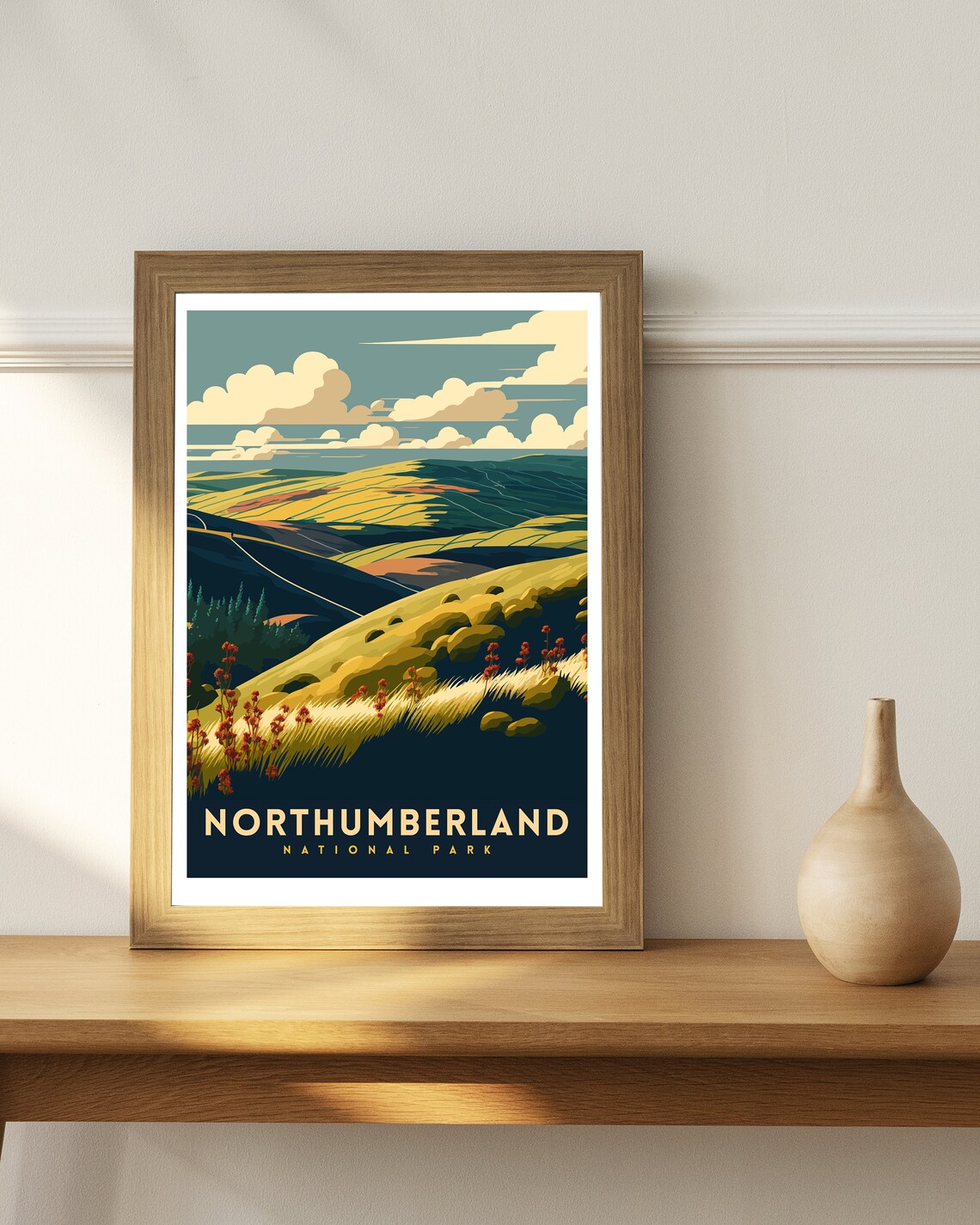 Northumberland National Park Rolling Hills Wildflowers Vintage Travel Poster - Image 3
