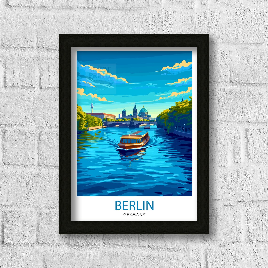 Berlin Germany River Cruise Boat Cathedral Skyline Travel Poster - Image 3