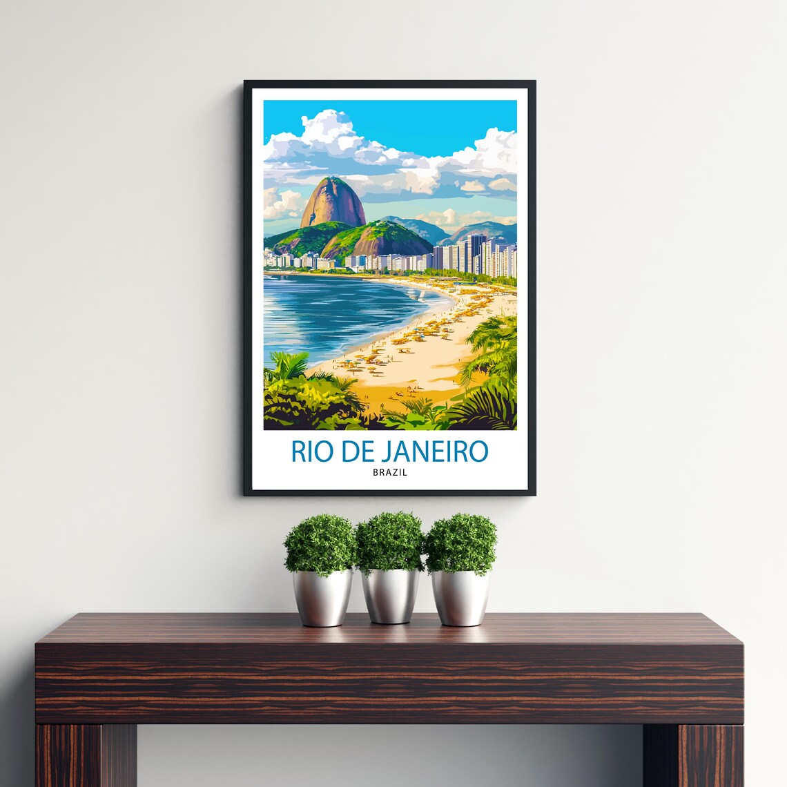 Rio de Janeiro Brazil Sugarloaf Mountain Beach Travel Poster - Image 3