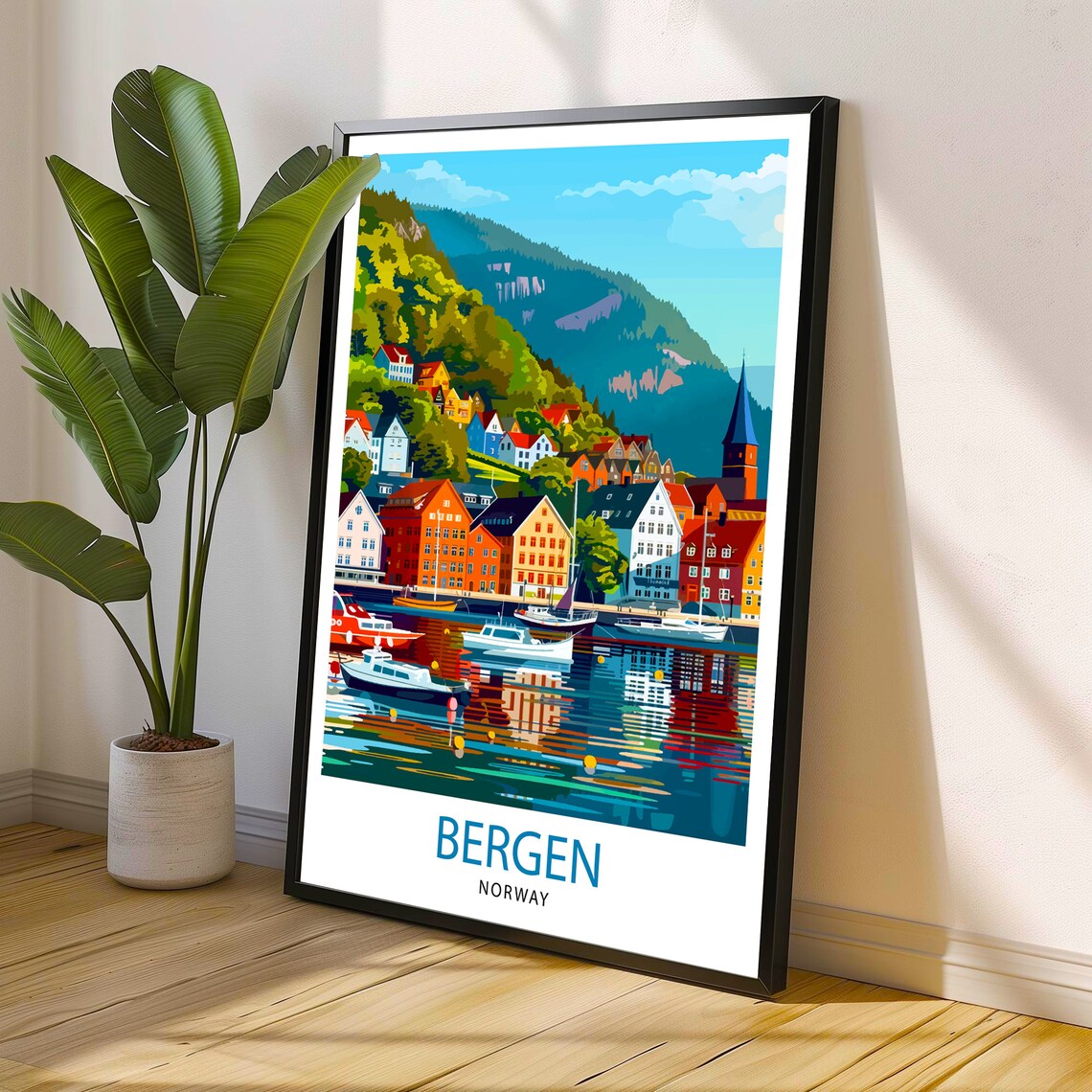 Bergen Norway Travel Poster, Norway Wall Decor - Image 3