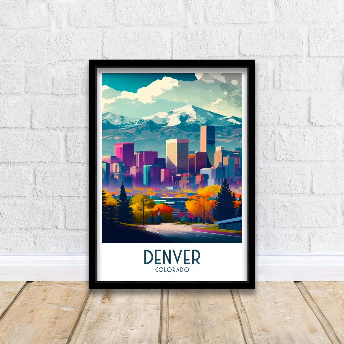 Denver Travel Poster, Colorado Cityscape Illustration - Image 2