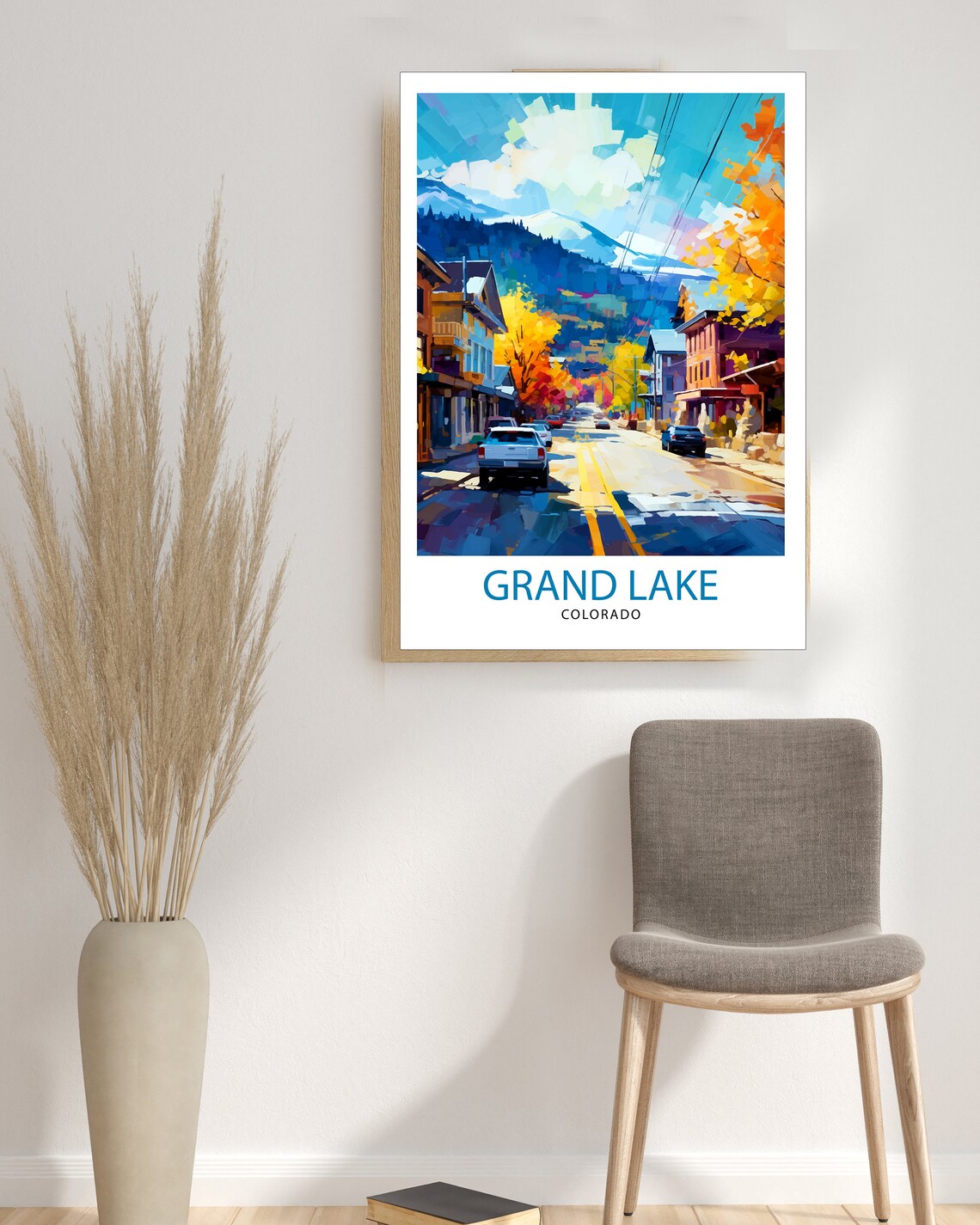 Grand Lake Colorado Autumn Street Mountain Town Travel Poster - Image 3