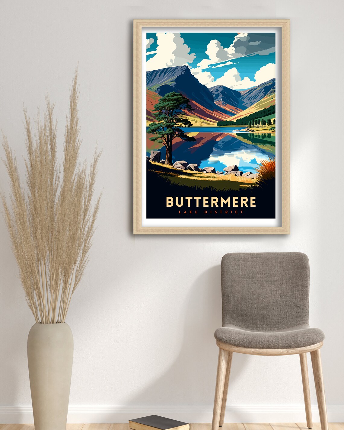 Buttermere Lake District Illustration Travel Poster - Image 3