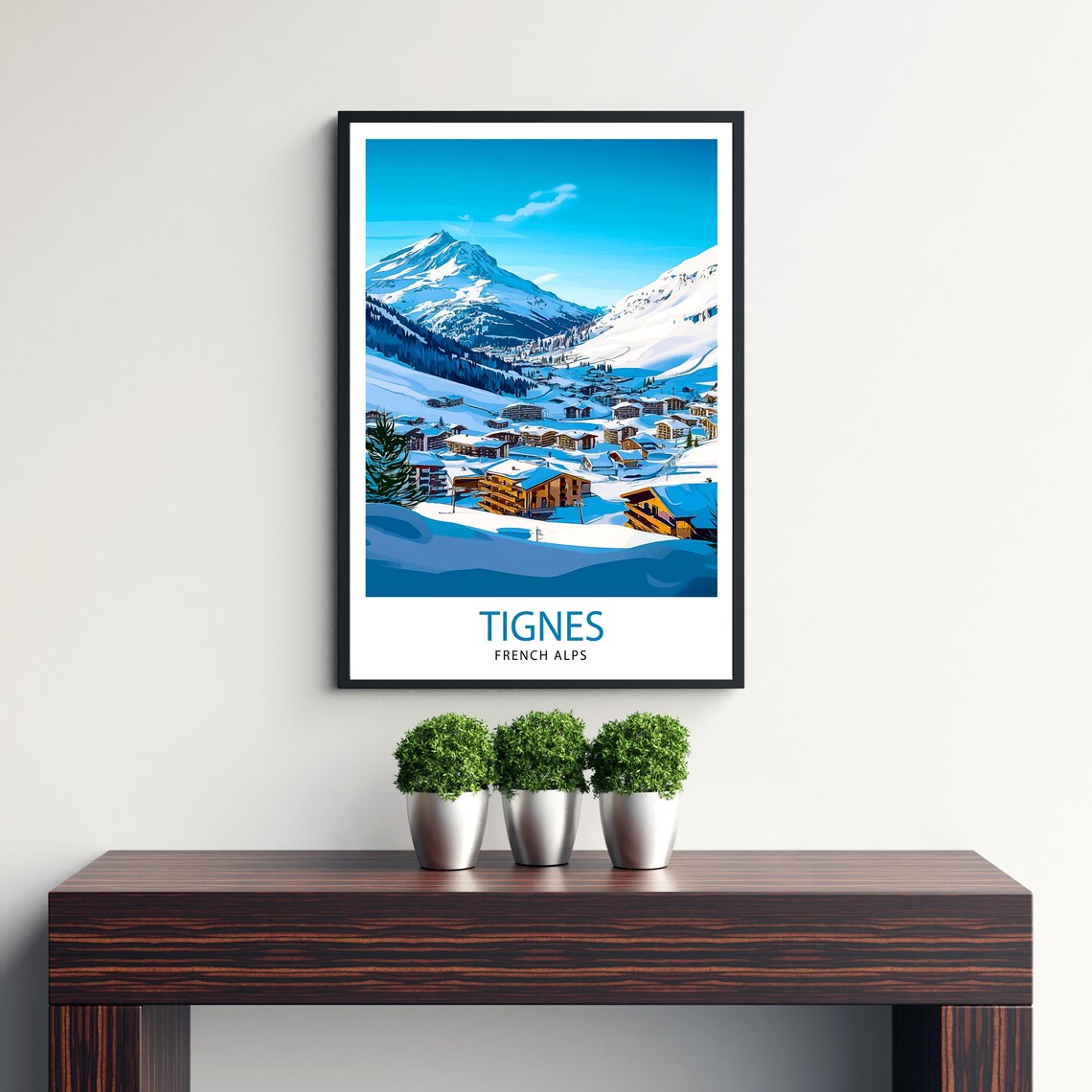 Tignes French Alps Ski Village Snowy Mountain Resort Travel Poster - Image 3