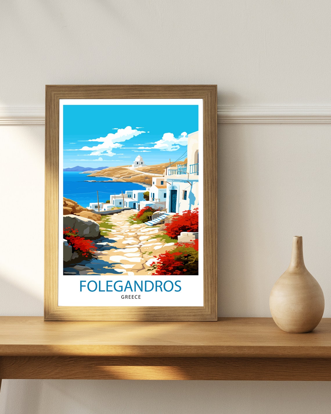 Folegandros Whitewashed Village Cobblestone Path Greece Poster - Image 3