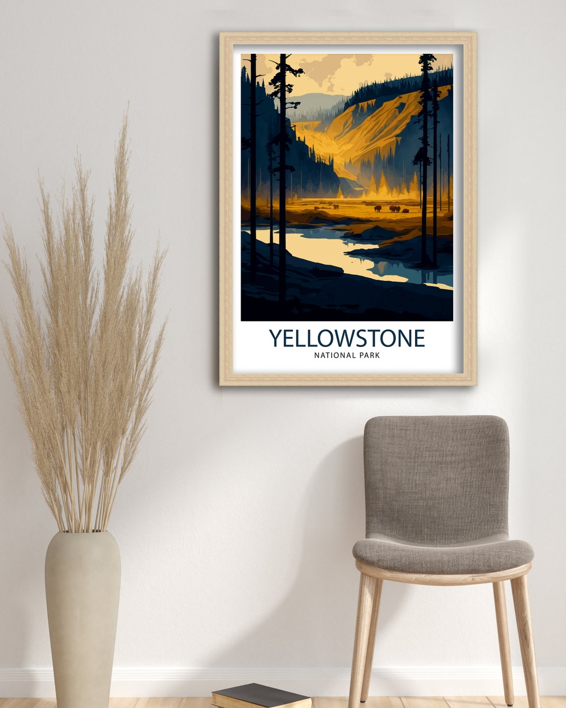 Yellowstone National Park Golden Valley Bison Wildlife Poster - Image 3
