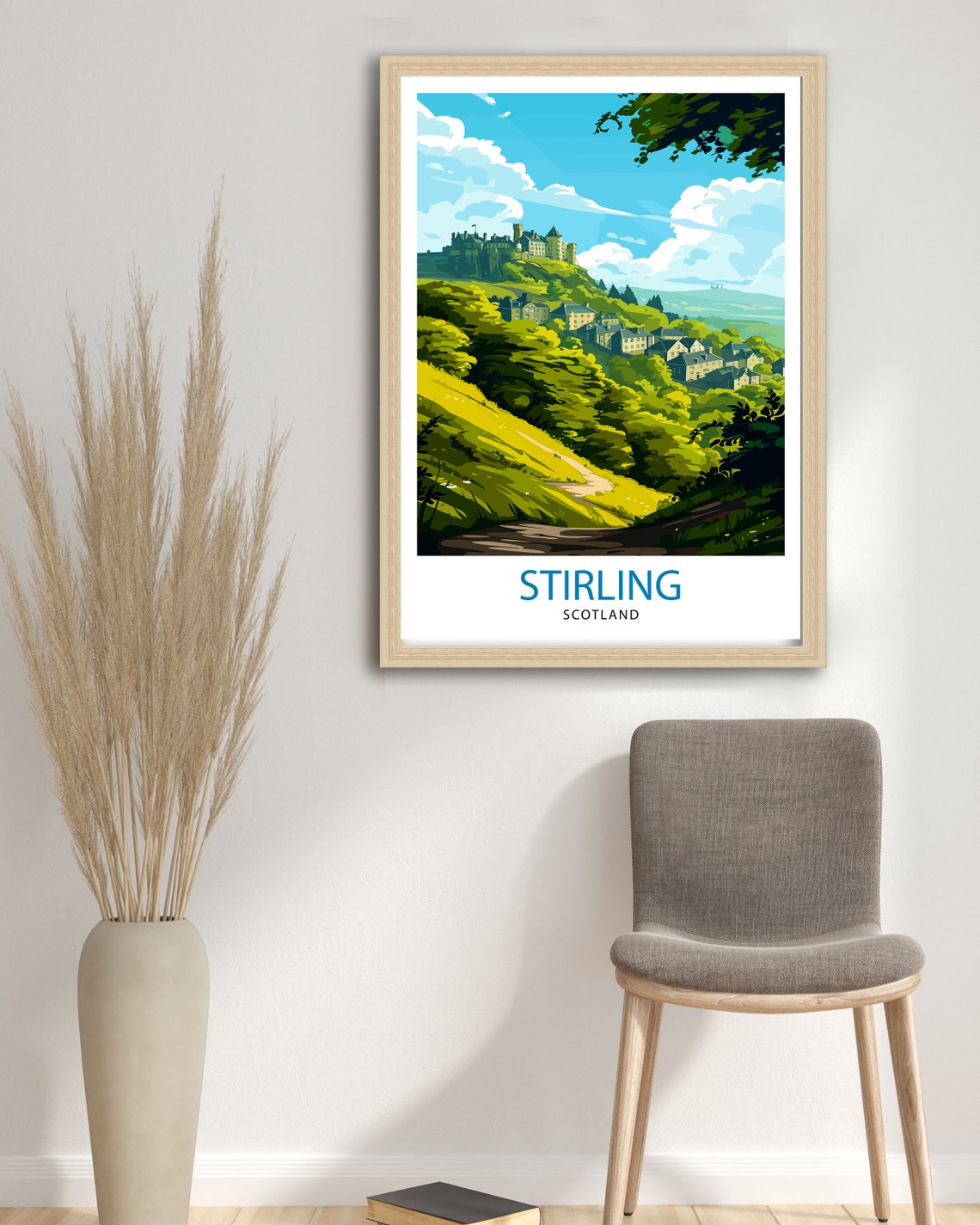 Stirling Scotland Castle Hill Historic Town Vintage Travel Poster - Image 2
