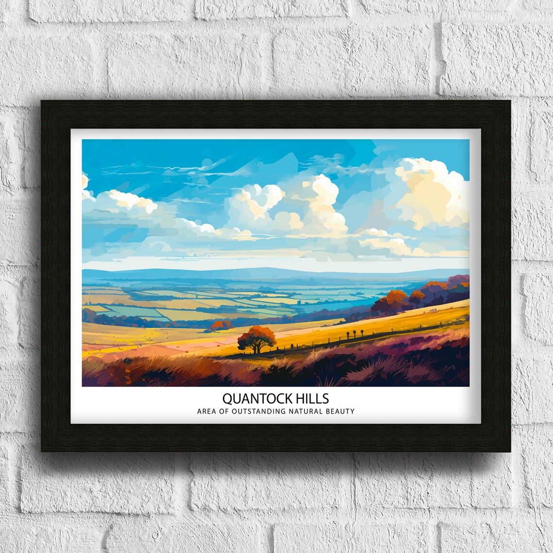 Quantock Hills Somerset Golden Countryside AONB Travel Poster - Image 3