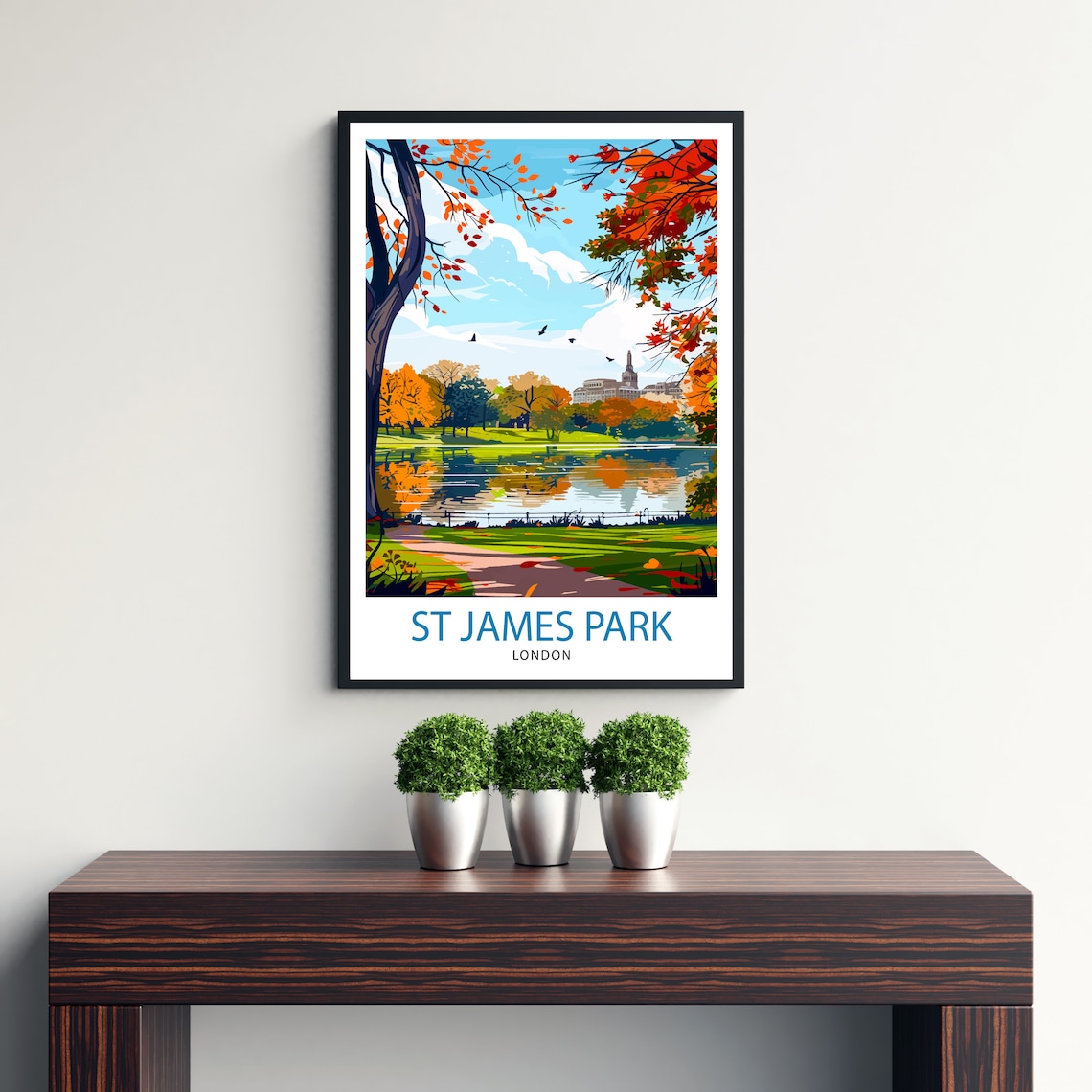 St James Park London Autumn Lake Trees Royal Park Westminster Poster - Image 3