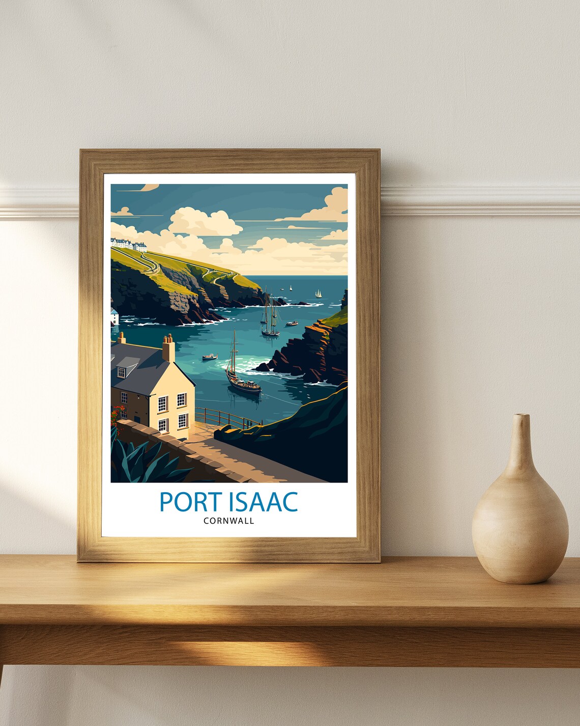 Port Isaac Cornwall Vintage Travel Poster - Image 3