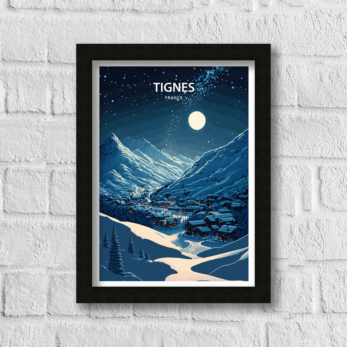 Tignes Travel Print France, French Alps Ski Poster - Image 3