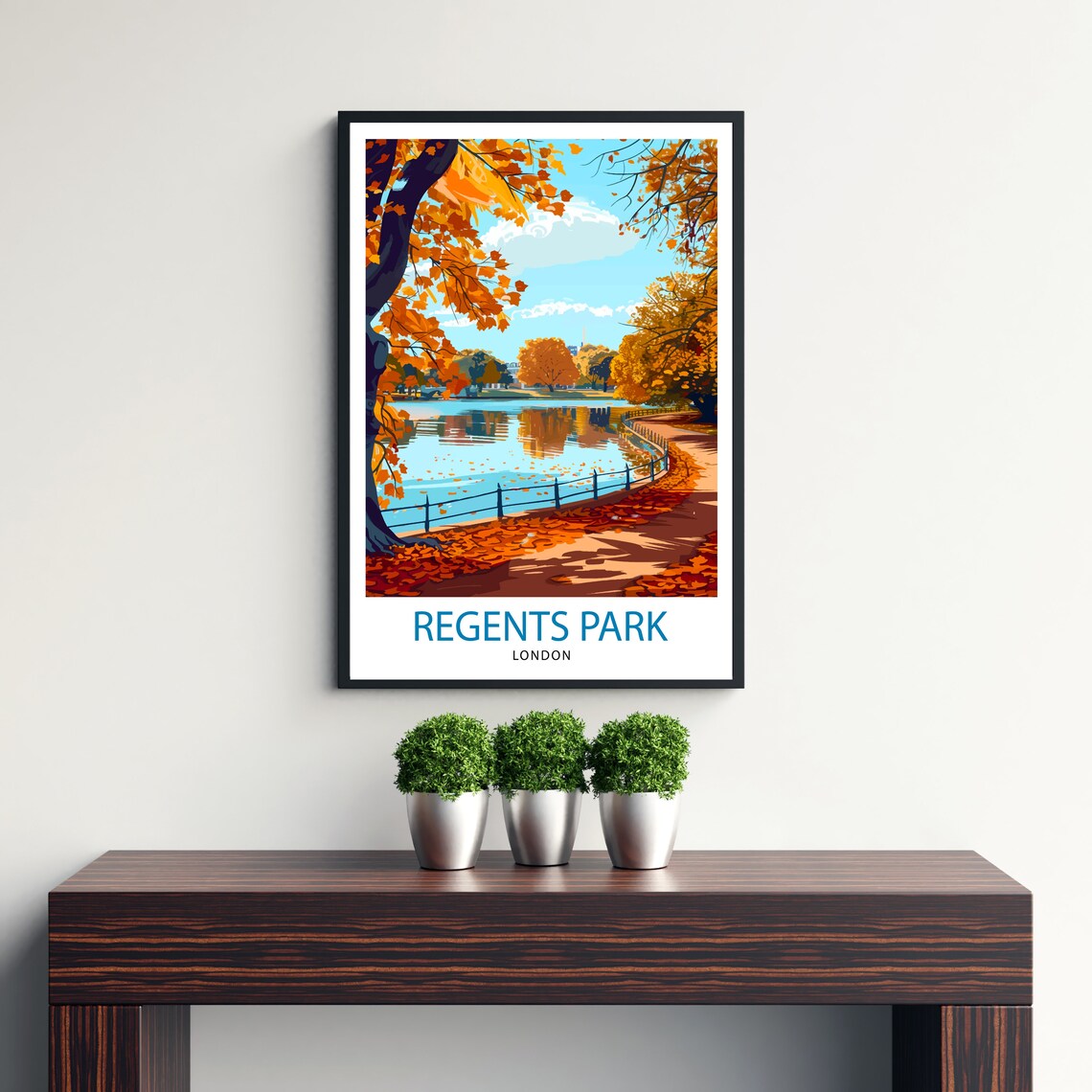Regents Park London Autumn Lake Golden Trees Vintage Travel Poster - Image 3