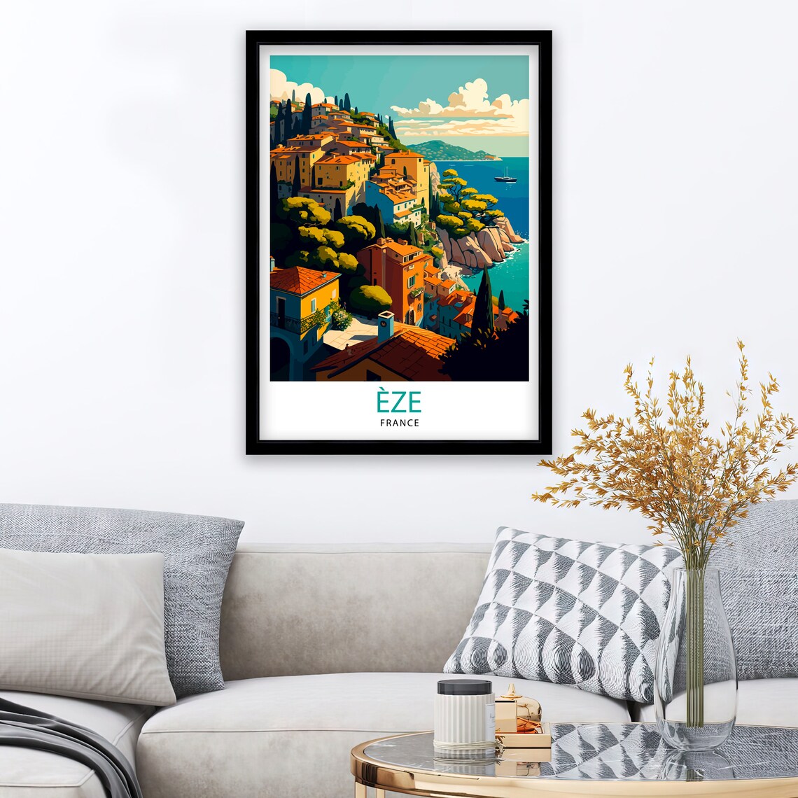 Eze French Riviera Travel Poster, France Illustration - Image 2