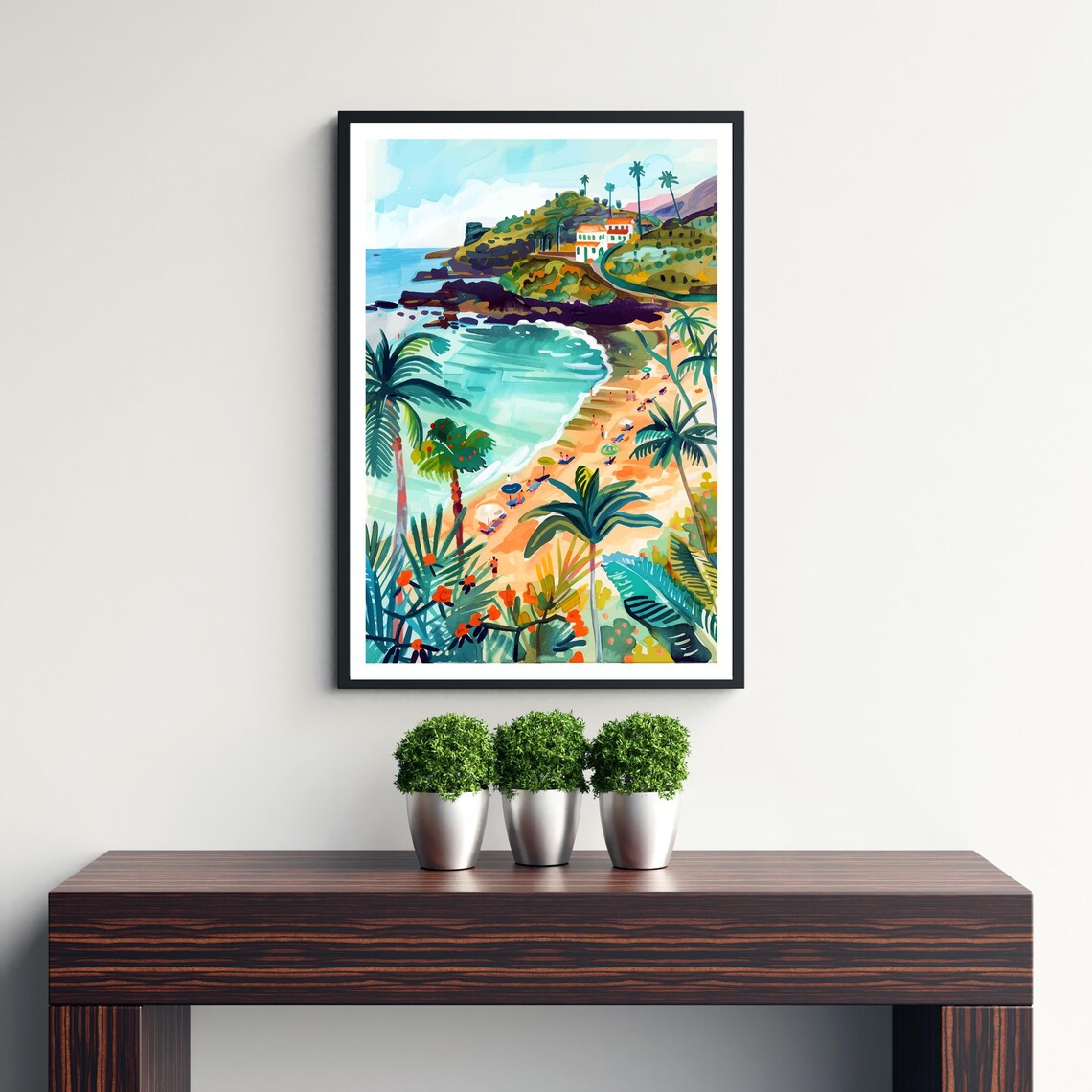 Tenerife Spain Tropical Beach Cove Palms Seaside Villa Poster - Image 3