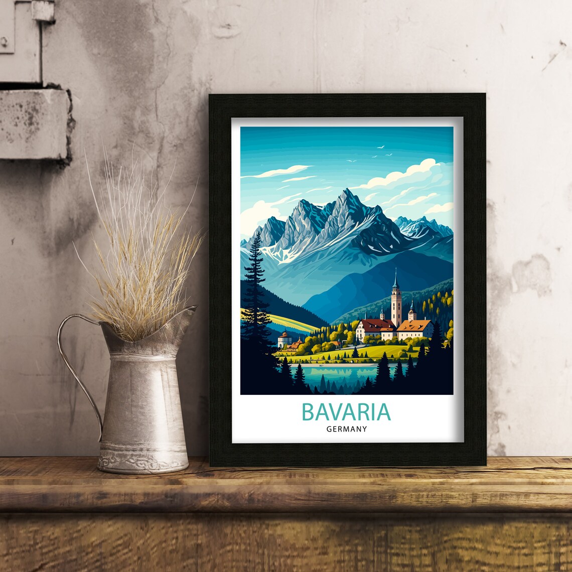 Bavaria Germany Travel Poster, Bavarian Alps Art - Image 2